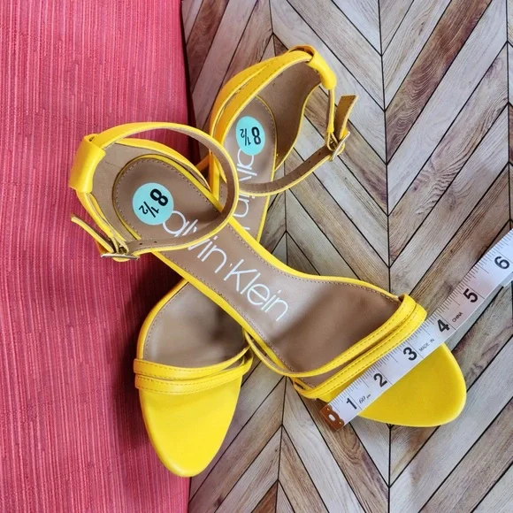Calvin Klein Yellow Heels with Sleek Straps - Picture 6 of 7